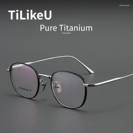 Lunettes de soleil Frames Retro Pure Titanium Eyeglasses Cadre de la forme ovale avec les mêmes verres Platage IP Vis