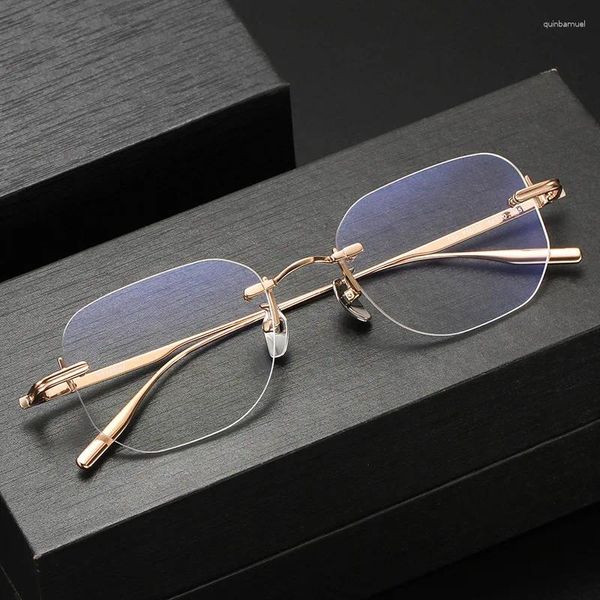 Lunettes de soleil Frames Rimlessles Pure Titanium Myopie Lunets Vintage Retro Men Business Près des lunettes de vue