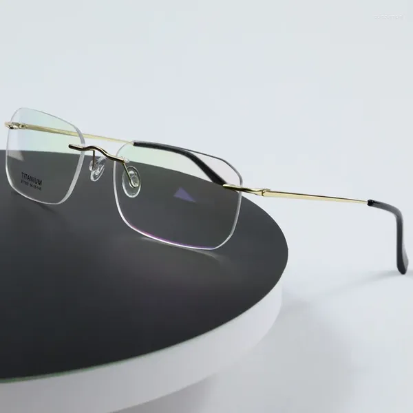 Monturas de gafas de sol Rockjoy sin montura, montura de gafas de titanio para hombre y mujer, gafas ultraligeras doradas de 6g para prescripción
