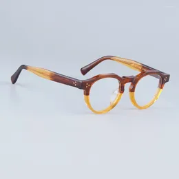 Zonnebrillen Frames Round Acetate Multicolor Japan Style Luklyglasses Handgemaakte Designer Hoogwaardige mode Tortoise Men and Ladies Eyewear