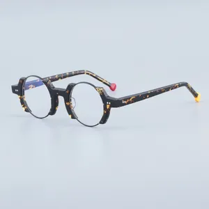 Zonnebrilmonturen Ronde Acetaat Geel Gepersonaliseerde Brillen Optische Heren Klassieke Handgemaakte Bril Dames Designer Retro Mode Brillen