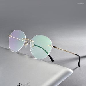 Monturas de gafas de sol, monturas redondas de plástico sin montura, gafas para hombre y mujer, gafas Retro superligeras, gafas para miopía