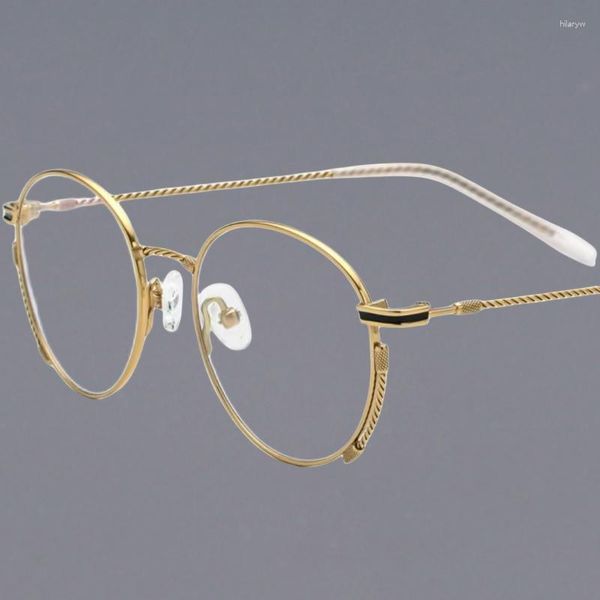 Monturas de gafas de sol Anteojos redondos y finos de titanio para mujer con montura Diseño elegante Gafas personalizadas Gafas ópticas para miopía para hombres