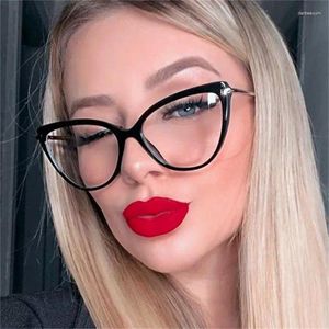 Lunettes de soleil Frames Sexy Cat Eye Lunets Femme Femmes Clear Lens Eyewear Brand Designer Vintage Prescription Embouts Optical OCULOS