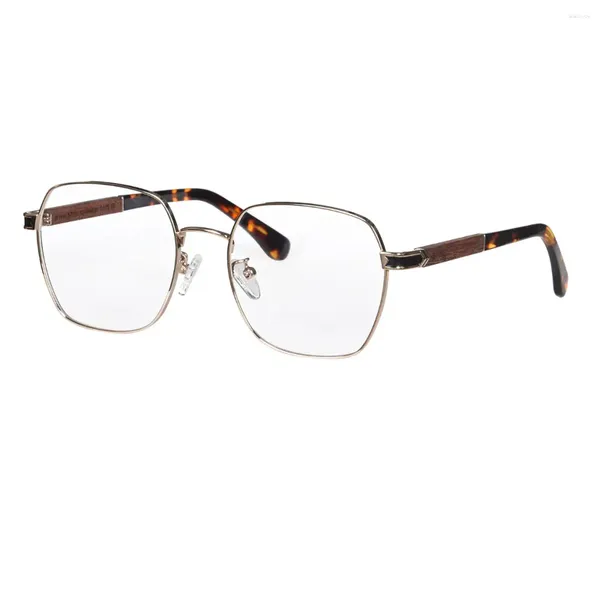 Lunettes de soleil Cadres Shinu Marque Cadre en bois Lunettes Hommes Élégant Designer Lunettes Top Qualité Métal Temples Flex Charnière