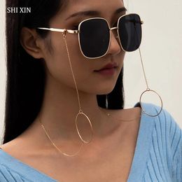 Marcos de gafas de sol SHIXIN Big Circle Colgante Gafas Cadena para mujeres de moda en el cuello Moda Espectáculo Cordón Titular 2023