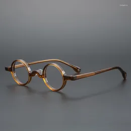 Zonnebrilmonturen Kleine Ronde Japanse Stijl Heren Acetaat Brillen Damesmode Schildpad Optische Bril Met Verpakking