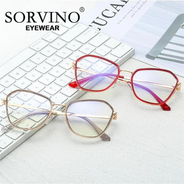 Lunettes de soleil Frames Sorvino Metal Optical Frame Spring Hinge Anti-Blue Light Eyeglass Prescription Tendances des lunettes Myopia Hyperopia Glasse