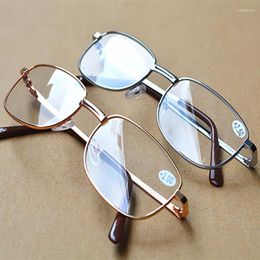 Monturas de gafas de sol Marco de metal cuadrado Gafas de lectura Antifatiga Moda Alta definición Presbicia Anteojos Dioptría 1.0 1.5 2.0 3.5 4.0