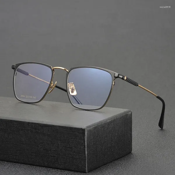 Monturas de gafas de sol cuadradas de titanio puro-IP, montura de gafas para hombre, gafas ultraligeras de moda para hombre, gafas modernas, simples y cómodas de lujo