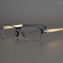 Monturas de gafas de sol de acero inoxidable para hombre y mujer, anteojos ópticos cuadrados sin tornillos, ultraligeros, súper finos, gafas graduadas para miopía