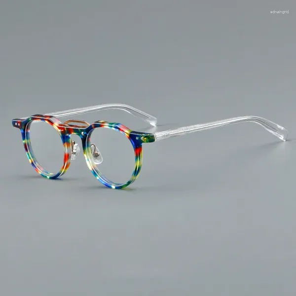 Montures de lunettes de soleil La monture de lunettes en fibre d'acétate élégante circulaire optique haut de gamme peut être équipée de lunettes de vue.