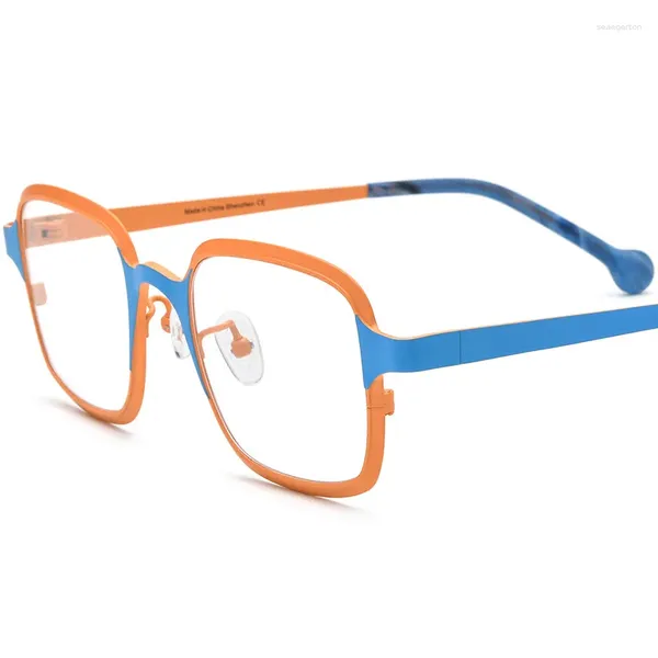 Lunettes de soleil Cadres Lunettes multicolores élégantes et uniques en titane pur ultra-léger pour hommes femmes avec des lunettes