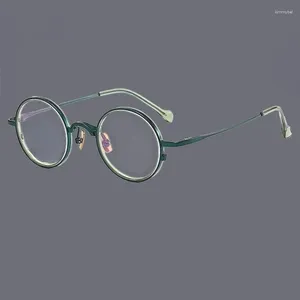 Lunettes de soleil Cadres de lunettes de titane rond minces Men de luxe Luxury Vintage Vintage Polyglasse pour femmes avec des lentilles optiques Myopia Cadre