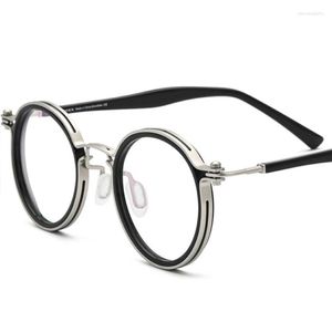 Lunettes de soleil Cadres Titanium Acétate Optique Lunettes Cadre Homme Marque Rétro Vintage Ronde Lunettes Femmes Prescription Spectacles My1873