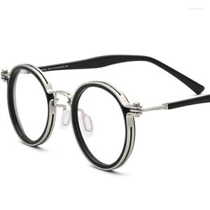 Lunettes de soleil Cadres Titanium Acétate Optique Lunettes Cadre Homme Marque Rétro Vintage Ronde Lunettes Femmes Prescription Spectacles My2210