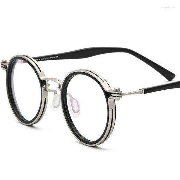 Lunettes de soleil Cadres Titanium Acétate Optique Lunettes Cadre Homme Marque Rétro Vintage Ronde Lunettes Femmes Prescription Spectacles My339F