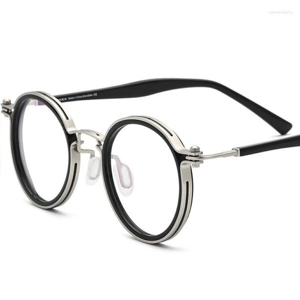 Lunettes de soleil Cadres Titanium Acétate Optique Lunettes Cadre Homme Marque Rétro Vintage Ronde Lunettes Femmes Prescription Spectacles My297A