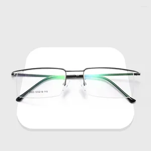 Lunettes de soleil Frames Titanium Alloy Eyeglasses Half Rim Optical Cadre Prescription Spectacle Wire Temple Temple Men Slim Light Eye