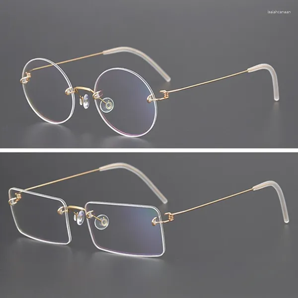 Lunettes de soleil Cadres Titanium Lunettes Cadre Hommes Femmes Vintage Rimless Eye Optique Myopie Lunettes Lunettes Claires Lunettes Oculos