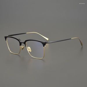 Lunettes de soleil Cadres Titanium Prescription Femmes Rétro Myopie Gafas Lunettes Japonaises Lunettes rondes faites à la main Hommes Lunettes optiques d'ordinateur