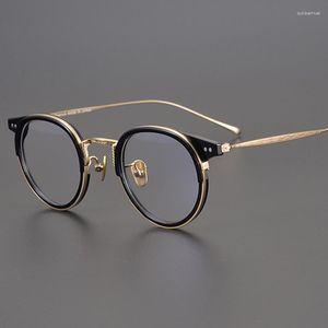 Lunettes de soleil Cadres Titane Lunettes rondes Cadre Hommes Vintage Rétro Prescription Lunettes Femmes Japonais À La Main Optique Myopie Lunettes