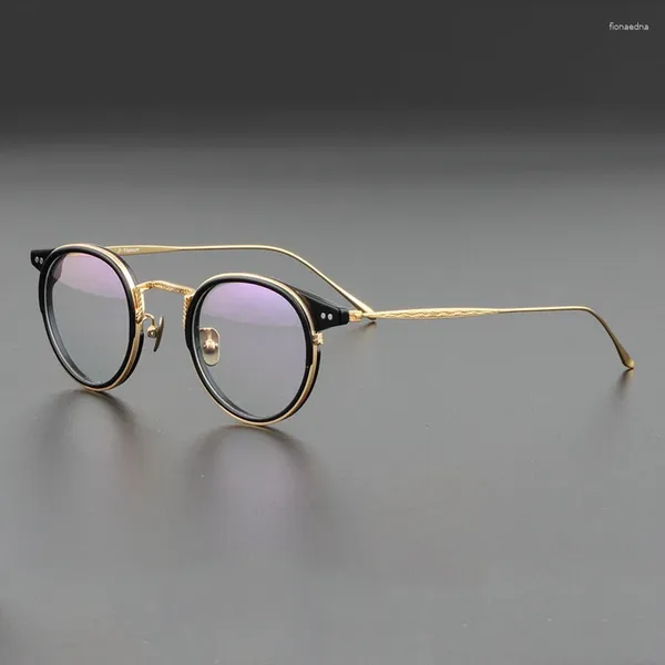 Lunettes de soleil Cadres Titane Lunettes rondes Cadre Hommes Femmes Vintage Lunettes carrées Homme Optique Myopie Prescription Lunettes Lunettes Claires