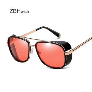 Monturas de gafas de sol Tony Stark Hombre Mujer Steampunk Gafas de sol Hombre Vintage Gradient Red Sunglass UV400 230726