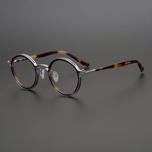 Zonnebril Frames Top Kwaliteit Japanse Handgemaakte Ultralight Retro Ronde Brilmontuur Mannen Eyeglasse Optic Recept Bijziendheid Lens 230704