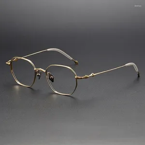 Zonnebrillen frames topkwaliteit titanium optische glazen frame mannen vrouwen merkontwerper vintage polygon -bril door ultralichte computer brillen brillen