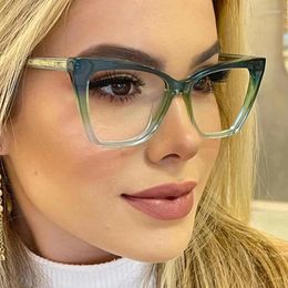 Lunettes de soleil Cadres Tr90 Anti Blue Light Blocking Cat Eyes Verre Floral Optique Ordinateur Lunettes Rayonnement Spectacle Femmes Prescription