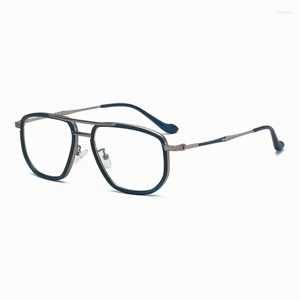 Gafas de sol Marcos TR90 Anti Luz Azul Espectáculo Hombres Simple Retro Anteojos Mujeres Moda Miopía Gafas Metal Espejo Piernas