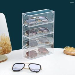 Cadres de lunettes de soleil, boîte de rangement transparente en acrylique, étui pour lunettes, affichage à 4 couches, articles divers de bureau