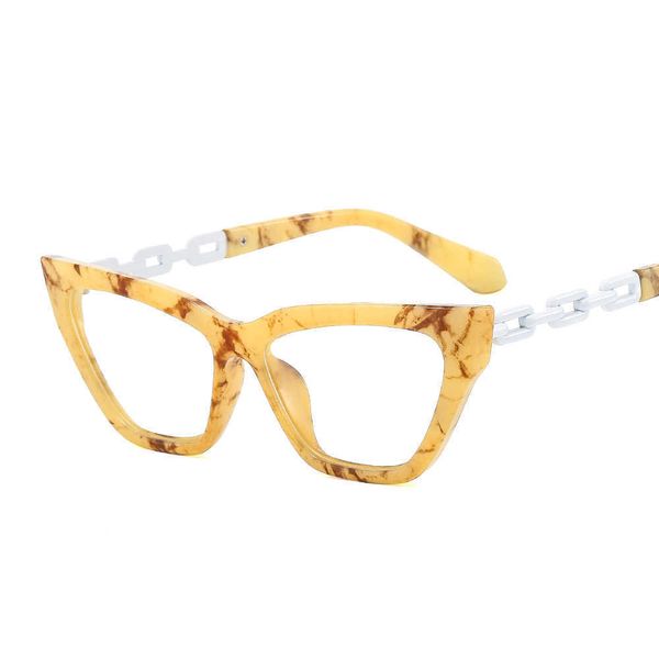 Lunettes de soleil Cadres de verres d'œil de chat transparent cadre Femmes Optical Prescription Fashion Metal Chain Computer Spectacle Eyewear Vintage T2201114