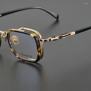 Lunettes de soleil Cadres Transparent Titanium Lunettes Cadre Hommes Japon Vintage Prescription Lunettes Femmes Optique Lunettes Avec Carve Designs