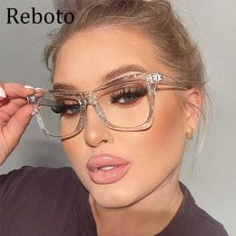 Sunglasses Frames Transparent Women's Glasses Frame Fashion Cat Eye Anti Blue Light Eyeglass Frames TR90 Trendy Clear Crystal Optical Eyewear 2022 T2201114