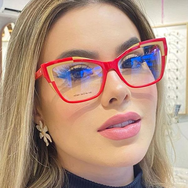 Lunettes de soleil Frames Trend Optical Glasse Anti Blue Light Blocking Cat Eye Vision Care Cookeglass Vintage Red Leopard LEOGLASS Cadre 230410