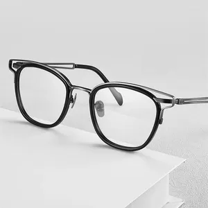 Zonnebrilmonturen Trendy uitgehold vierkant brilmontuur voor mannen vrouwen Vintage titanium optische brillen anti blauw licht volledige rand brillen