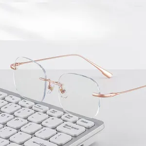 Zonnebrilmonturen Trendy randloos brilmontuur Titanium anti-blauwlichtbril compatibel met lenzen op sterkte