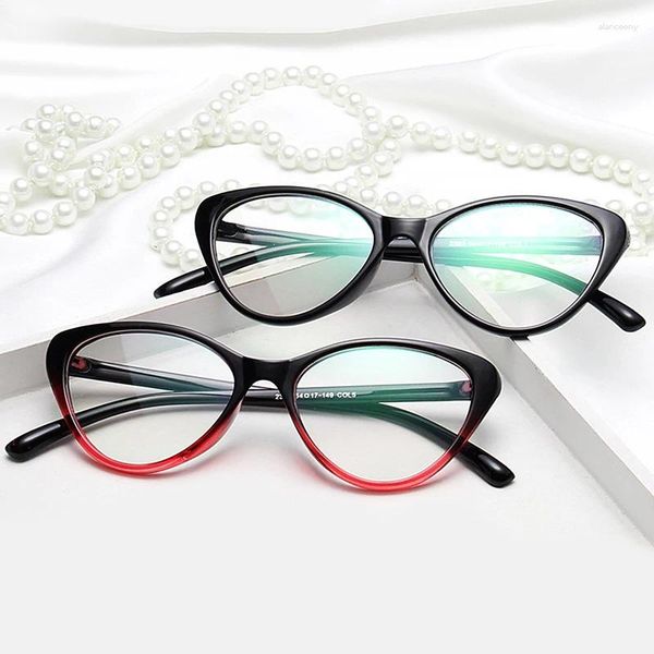 Lunettes de soleil Cadres Tendance Spectacle Cadre Anti Blue-Ray Lunettes Vintage Cat Eye Femmes Lunettes Optique En Plastique Clair Lentille Femme Lunettes