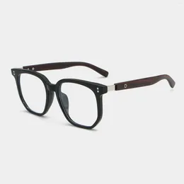 Lunettes de soleil Cadres Tendance En Bois Grain Jambe TR90 Lunettes Hommes Femmes Style Coréen Cadre Carré Ordinateur Plaine En Gros