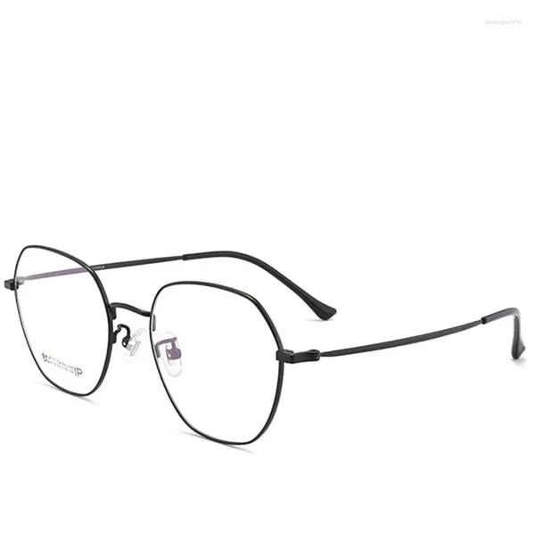 Monturas de gafas de sol de dos colores, gafas de titanio puro, gafas de miopía de moda retro para hombres, gafas versátiles de cara delgada para mujeres 8010