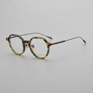 Lunettes de soleil Cadres Ultra Light Pure Titanium Mode Hommes et Femmes Ovale Tortoisesbill Rétro Myopic Cadre Lavande Hauteur Figure