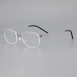 Lunettes de soleil Cadres Lunettes de lunettes ultra-légères sans vis sans monture monture de myopie en titane pur Liang Jiahui le même sans cadre