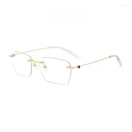Monturas de gafas de sol para hombre y mujer, anteojos ultraligeros de titanio sin montura, gafas ópticas poligonales con montura de lente graduada