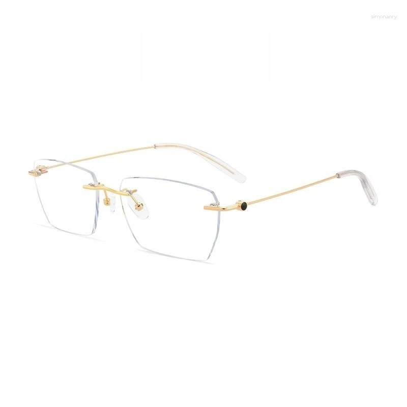 Sunglasses Frames Ultra Light Titanium Rimless Eyeglasses For Men Polygonal Optical Glasses With Prescription Lens Frame Women