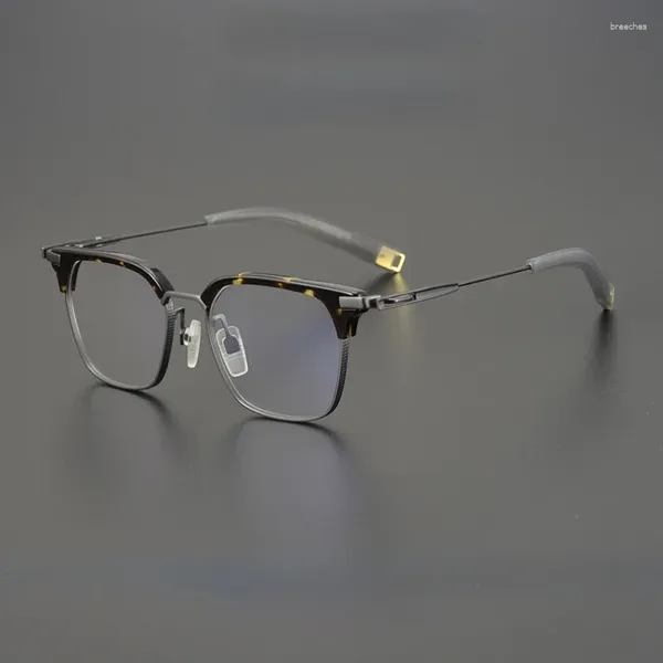 Lunettes de soleil Frames Ultralight Acétate Pure Titanium Eyeglass Business Homs Vintage Square Half Deverrow Lunes Original Design DTX410