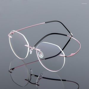 Lunettes de soleil montures ultralégères lunettes de lecture en titane sans monture hommes femmes presbytes marque Design 2023