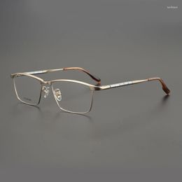 Lunettes de soleil cadres ultra-légers titane pur affaires myopie lunettes rétro carré optique Prescription lunettes cadre hommes et femmes