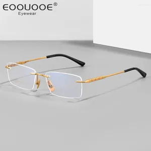 Lunettes de soleil Frames Ultralight Pure Titanium Rimless Men Lunettes Fames de lunettes Rectangulaires Male sans cadre sans camion